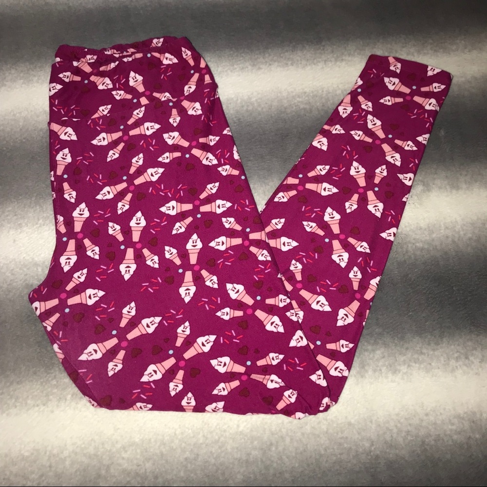 LuLaRoe TC Fuchsia Ice Cream Cone Leggings